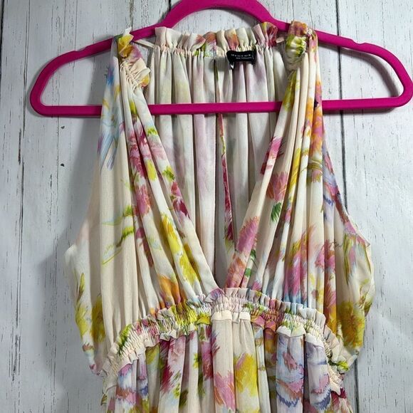 Zara V Neck Halter Floral Print Sleeveless Bloggers Favorite Long Maxi Dress - Picture 2 of 12